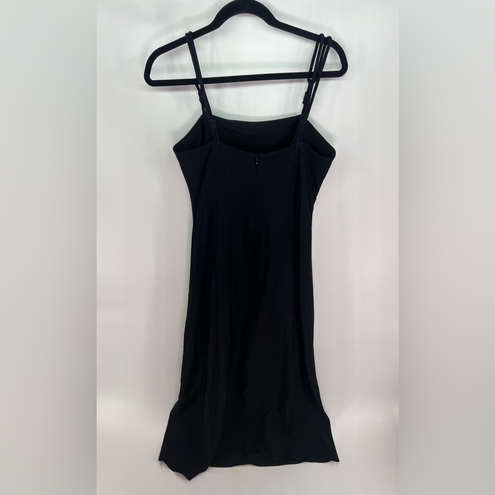 ANTONIO MELANI Black Isabella Satin Slip Square Neck Sleeveless Midi Dress 6 Six - Picture 6 of 10